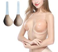 MIJNID Sujetador Invisilift, Sujetador Invisible Adhesivo, Copa Invisible Push Up sin Tirantes Uso en Vestido de Boda, Vestido de Noche (C,Beige)