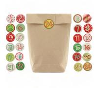 MIJOMA 24 bolsas de papel de estraza con base en cruz, 17 x 27 cm, ideales para manualidades, rellenar y como calendario de Adviento, bolsas de regalo de Navidad y obsequios, 1 capa de color marrón