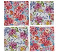 MIJOMA 4 Paquetes de Servilletas con Motivos, Decorativas, Servilletas de Papel de 3 Capas para Ocasiones Especiales, Varios Diseños, Sin Cloro, Colores al Agua (Rosas y Flores, 33 x 33 cm)