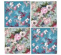 MIJOMA 4 paquetes de servilletas con motivos, decorativas, servilletas de papel de 3 capas para ocasiones especiales, varios diseños, sin cloro, colores al agua (Magnolia y flores, 33 x 33 cm)