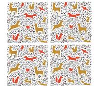 MIJOMA 4 paquetes de servilletas de papel decorativas de 3 capas para ocasiones especiales, servilletas de diseño, sin cloro, colores a base de agua (amantes del bosque, 33 x 33 cm)