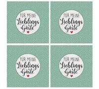 MIJOMA 4 paquetes de servilletas de papel decorativas de 3 capas para ocasiones especiales, varios diseños, sin cloro, colores a base de agua (para mis invitados favoritos, 33 x 33 cm)