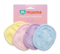 MIJOMA Almohadillas desmaquillantes reutilizables - Juego de 4 almohadillas de microfibra para una eliminación suave del maquillaje - con borde y instrucciones de cuidado - Colores pastel surtidos