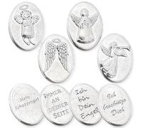 MIJOMA Ángel de la guarda monedas - Juego de 4 amuletos de la suerte de metal | Ángel de la guarda para llevar | Práctico ángel talismanes para bolso y cartera