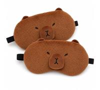 MIJOMA Antifaz para dormir Capybara, juego de 2 unidades, antifaz suave de poliéster, aprox. 18 x 10 cm, gafas de dormir de felpa marrón para viajes, relajación, siesta y acogedora rutina de noche