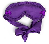 MIJOMA Antifaz para dormir de satén delicado - Antifaz acolchado con volantes y lazos - Cintas ajustables de satén - Perfecto para un sueño reparador (morado)