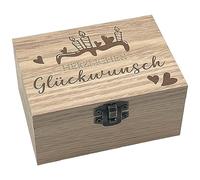 MIJOMA Caja de madera para regalo de música: elegante caja de regalo de madera con caja de música, grabado láser, perfecto para cumpleaños y bodas, aprox. 10 x 7 x 5 cm (felicitaciones)