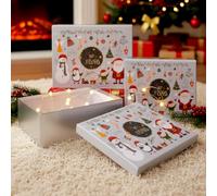 MIJOMA Caja de regalo de Navidad Juego de 3 cajas de regalo estables con tapa aprox. 36 x 29,5 x 11 cm - Caja de regalo con diseño de Navidad - Cajas de Navidad plateadas