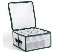 MIJOMA Caja organizadora de Navidad para bolas de Navidad y adornos de Navidad, plegable, transparente (verde, 30 x 30 x 15 cm para 32 piezas)
