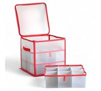 MIJOMA Caja organizadora para bolas de Navidad y adornos navideños, plegable, transparente, 31,5 x 31,5 x 31,5 cm, para 27 piezas, con insertos