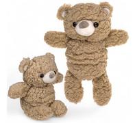 MIJOMA Cojín de calor apto para microondas, mullido, suave y cálido, varios diseños de animales, funda 100% poliéster, relleno de bolas de arcilla o trigo (oso beige)