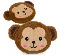 MIJOMA Cojín de calor con diseño de mono, 15 x 12,5 cm, bolas de arcilla de 180 g, apta para microondas, suave y divertida, cojín de calor animal para pequeños exploradores