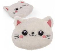 MIJOMA Cojín de calor de gato - 18 x 18 cm - bolas de arcilla de 350 g - Cojín térmico para microondas - diseño lindo - esponjoso y relajante para niños y amantes de los animales