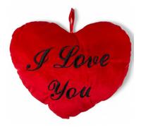 MIJOMA Cojín de peluche con forma de corazón, suave cojín decorativo con bordado romántico, cojín para sofá, cojín en forma de corazón, mullido y acogedor (I Love You, 35 cm)