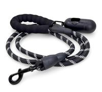 MIJOMA Correa para perro de 1,5 m, resistente con bandas reflectantes, correa de mano acolchada, refuerzo de silicona y soporte para bolsas de excrementos