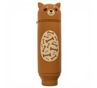 MIJOMA Estuche 2 en 1 de estilo kawaii para lápices y bolígrafos, de silicona suave, ideal para la escuela y la oficina, 18 x 6 cm, perro, 18 x 6 cm, Lindo estilo kawaii