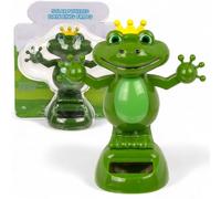 MIJOMA Figura móvil con panel solar, plástico, 10 cm de alto, no necesita pilas, para alféizares de ventanas, coches y lugares soleados (verde rana)