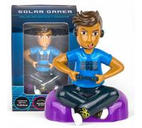 MIJOMA Figura móvil con panel solar, plástico, 10 cm de alto, no necesita pilas, para alféizares de ventanas, coches y lugares soleados (Gamer Boy Multicolor)