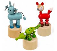 MIJOMA Figuras de madera pintadas a mano, aprox. 11 cm, juguetes nostálgicos y decoración amorosa, figuras impresas de madera de alta calidad (juego de 3 amigos salvajes)