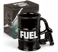 MIJOMA FUEL - Taza de café de 360 ml, diseño de barril de aceite, mango de gres, color negro, regalo para los aficionados al coche y taller