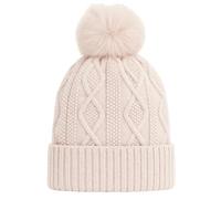 MIJOMA Gorro de chenilla suave con pompón de piel sintética | Gorro de punto para los días fríos de invierno | Gorro de caniche accesorio cálido, beige, Talla única