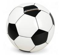 MIJOMA Hucha de cerámica, 12 cm, color blanco y negro, reutilizable con tapón de goma, ranura para dinero en la parte superior, aficionados al fútbol y zorros