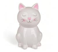 MIJOMA Hucha de cerámica con cerradura y llave, bonito diseño para niños y adultos, ideal como caja de regalo y para asegurar dinero (gato blanco)