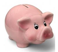 MIJOMA Hucha de cerámica rosa con tapón de goma, tamaño mediano (18,5 x 11,5 cm)