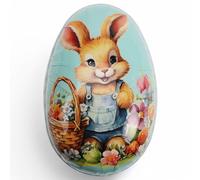 MIJOMA Huevo de Pascua para rellenar - Nostálgica caja de regalo para Pascua, decoración reutilizable y embalaje, ideal para dulces y pasteles, de papel y plástico (azul, 18 x 12 cm)