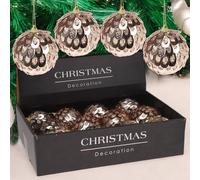 MIJOMA - Juego de 12 bolas de Navidad nostálgicas, irrompibles, Ø8cm, decoración de árbol de Navidad con diseño único y encanto vintage en tonos dorados (Set 6)