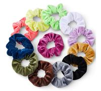 MIJOMA Juego de 12 gomas para el pelo de terciopelo, suaves para mujeres y niñas, coloridas bandas de terciopelo para todo tipo de cabello, coletas en colores de moda, suaves y elásticos