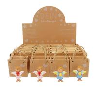 MIJOMA Juego de 24 ángeles de la guarda en bolsa de 2 compartimentos, 24 en pantalla, regalo de paz, amuleto de la suerte para bodas, bautizos, nacimientos, Navidad (rosa/azul claro)