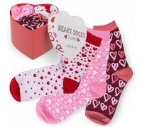 MIJOMA Juego de 3 calcetines para mujer con diseño de corazones, caja de regalo, tallas 36-42, 70% algodón, 25% poliéster, 5% poliamida, perfecto como regalo, multicolor, 38-44