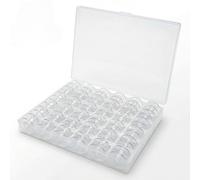 MIJOMA Juego de 36 bobinas para máquina de coser, bobinas transparentes con caja de bobinas, compatible con máquinas de coser comunes, caja de almacenamiento para accesorios de costura, resistente y