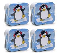 MIJOMA Juego de 4 paños mágicos Toallas mágicas Paño mágico Toalla mágica - Regalo para niños Sortija Tombola - 100% algodón, se despliega en agua tibia (Pingüino de invierno)