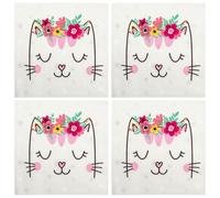 MIJOMA - Juego de 4 servilletas con diseño de 4 paquetes de 20 servilletas de papel de 3 capas para decoración de mesa y ocasiones especiales (gato con flores, 33 x 33 cm)