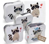 MIJOMA Juego de 4 toallas mágicas, toalla mágica, toalla mágica para niños, obsequios para niños, 100% algodón, se despliega en agua tibia (diversión de mapache)