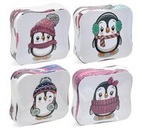 MIJOMA Juego de 4 toallas mágicas, toalla mágica, toalla mágica para niños, obsequios para niños, 100% algodón, se despliega en agua tibia (amigos de pingüinos)