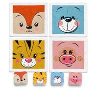 MIJOMA Juego de 4 toallas mágicas, toalla mágica, toalla mágica para niños, obsequios para niños, 100% algodón, se despliega en agua tibia (amigos de los animales)