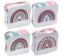 MIJOMA Juego de 4 toallas mágicas, toalla mágica, toalla mágica para niños, obsequios para niños, 100% algodón, se despliega en agua tibia (arco iris de corazón)