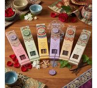 MIJOMA Juego de 6 varitas de incienso de 40 varillas + soporte, enrolladas a mano de la India, rosa, jazmín, sándalo, lavanda, pachulí, vainilla, set de regalo de aromaterapia
