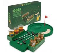 MIJOMA Juego de beber de golf - Divertido juego de fiesta con mini golf y 6 vasos de disparo, juego de beber para adultos, juego de bar, idea de regalo - 40 x 23,5 cm