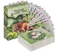 MIJOMA Juego de cartas de dinosaurio - perfecto para noches familiares, 54 cartas de 5,7 x 8,7 cm