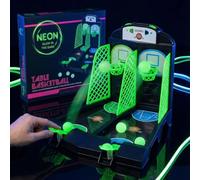MIJOMA Juego de mesa de baloncesto, juego de arcade luminoso para 2 jugadores, juego de baloncesto que brilla en la oscuridad con 6 pelotas - Juego de habilidad para niños y adultos