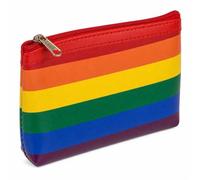 MIJOMA Mini cartera de colores arcoíris - Funda compacta de piel sintética con cremallera para monedas, tarjetas y pequeños elementos esenciales, Colores del arco iris con rayas rojas, naranjas