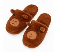 MIJOMA Pantuflas acogedoras para mujer con bonito diseño de capibara, pantuflas mullidas, pantuflas cálidas, marrón oscuro, 40/41 EU