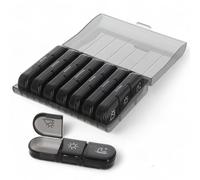 MIJOMA Pastillero semanal - Caja de medicamentos para 7 días con 3 compartimentos por día, color gris, compacto y claro, pastillero semanal