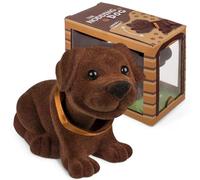 MIJOMA Perro tambaleante marrón oscuro - Cabeza de perro salchicha para coche - 20 x 13 cm, figura de plástico suave flocado con ojos fieles - Decoración perfecta para el coche - Regalo para carné de