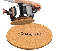 MIJOMA Posavasos magnético de corcho de 21 cm de diámetro, resistente al calor, antideslizante, protege las superficies del calor y los arañazos, con imán