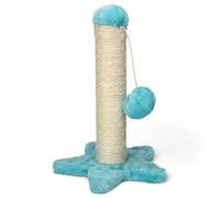 MIJOMA Rascador para gatos: pequeña columna rascador para gatos, base de corazón o estrella, sisal y felpa, diversión garantizada, 30 cm de alto (turquesa (estrella))